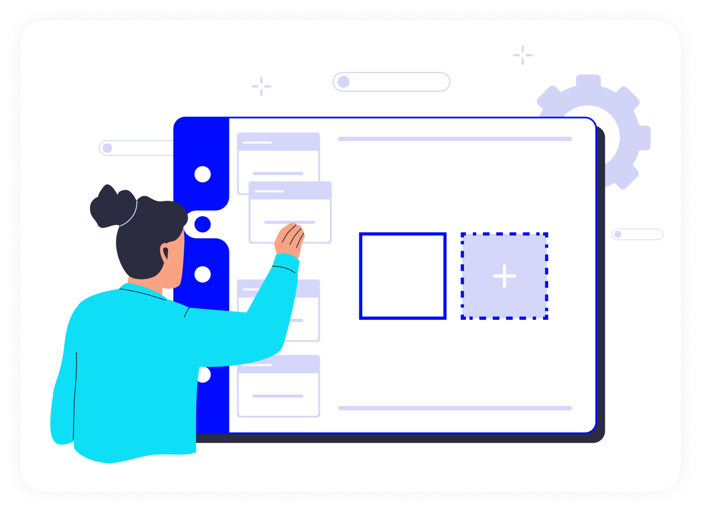 Person building a digital Proof of Concept (PoC) interface.